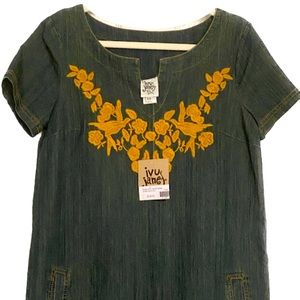 Ivy Jane Denim Embroidered Dress w/Pockets